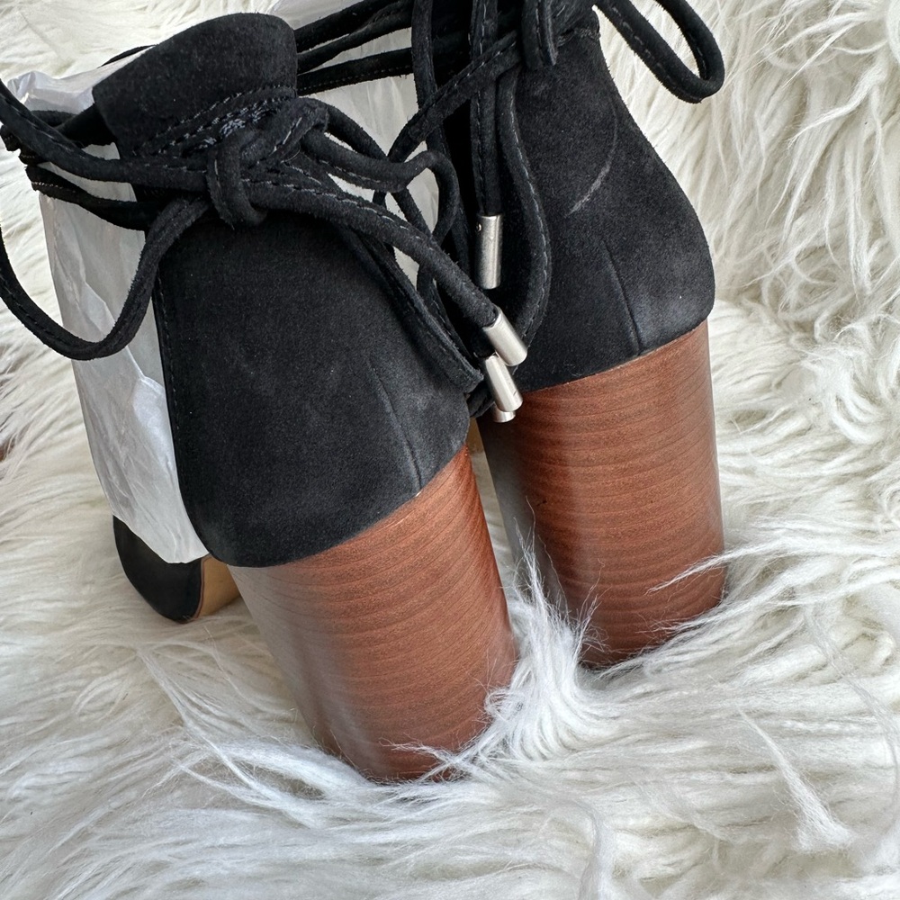 1. State Black Tilya Suede Block Heel Sandals With Tie Strap - Picture 4 of 9